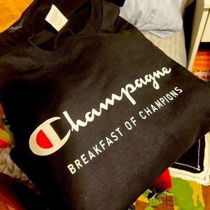Black champagne breakfast of champions sweatshirt - brand new!!